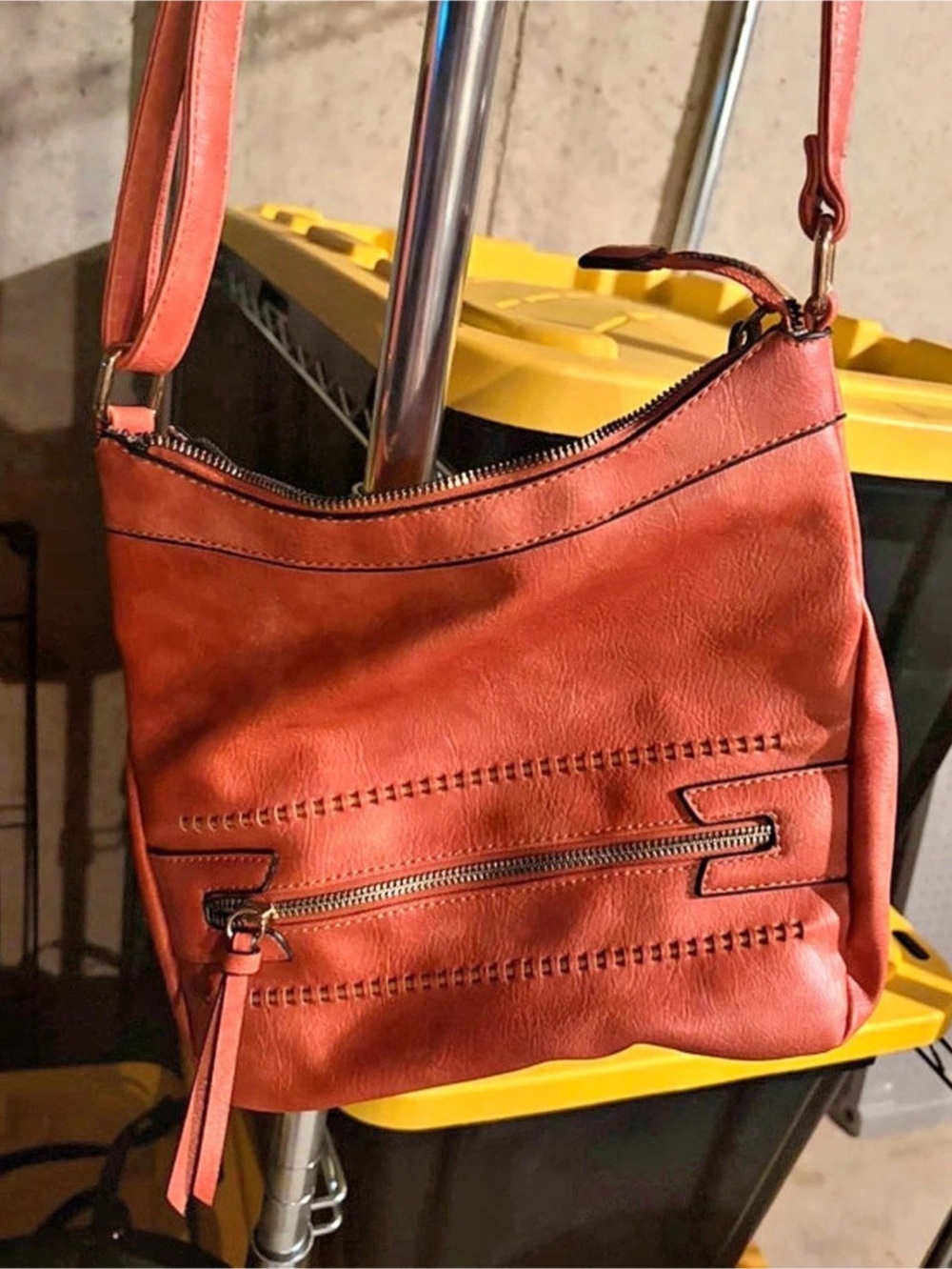 Leather-Style Shoulder Bag in Orange